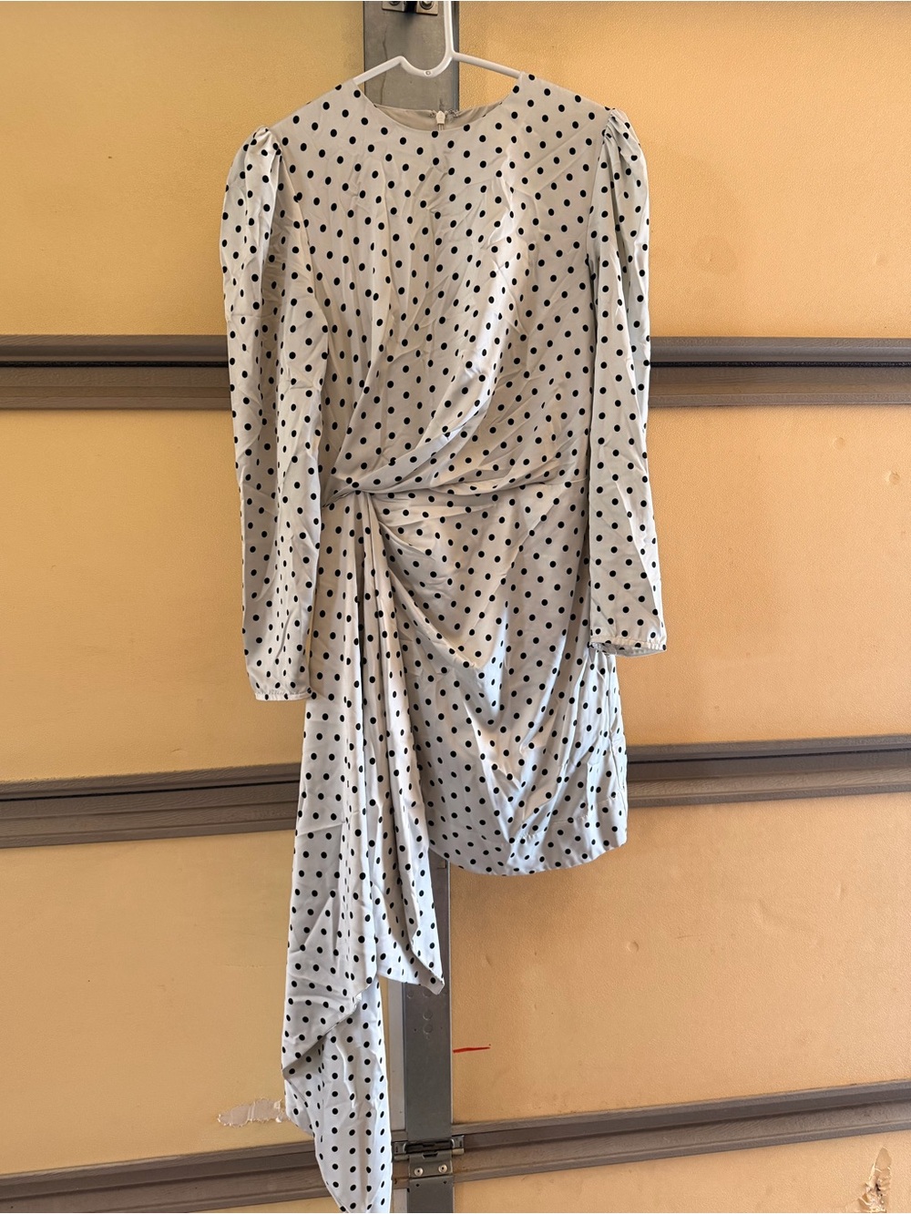 KEEPSAKE the Label Cream and Black Polka Dot Asymmetrical Mini Dress